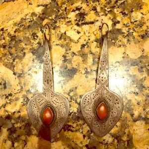 Afghani silver and carnelian antique earrings